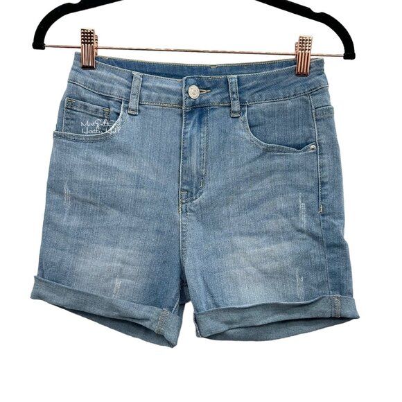 Shein Light Stone Wash Rolled Hem Jean Shorts Size 25 - Picture 1 of 3